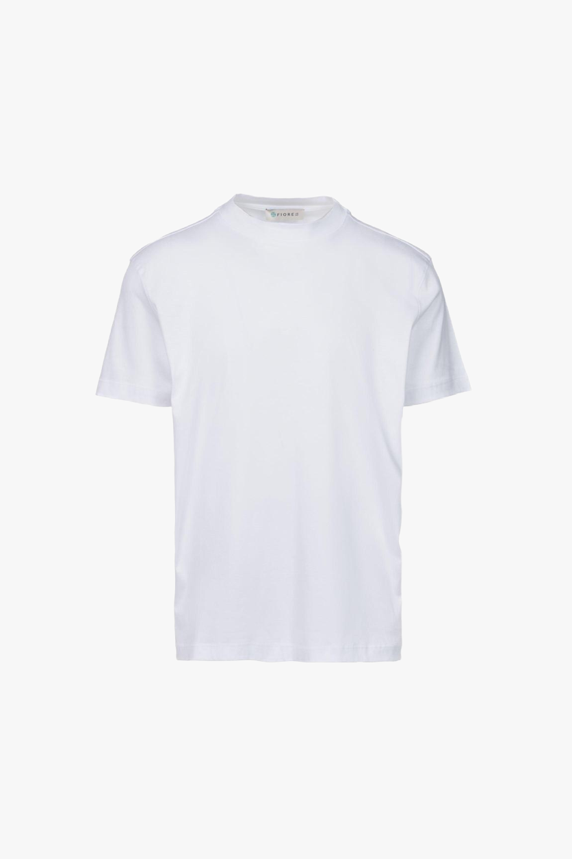 White Pima cotton high-neck T-shirt