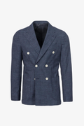 Giacca Venezia doppiopetto in cotone pied de poule blu