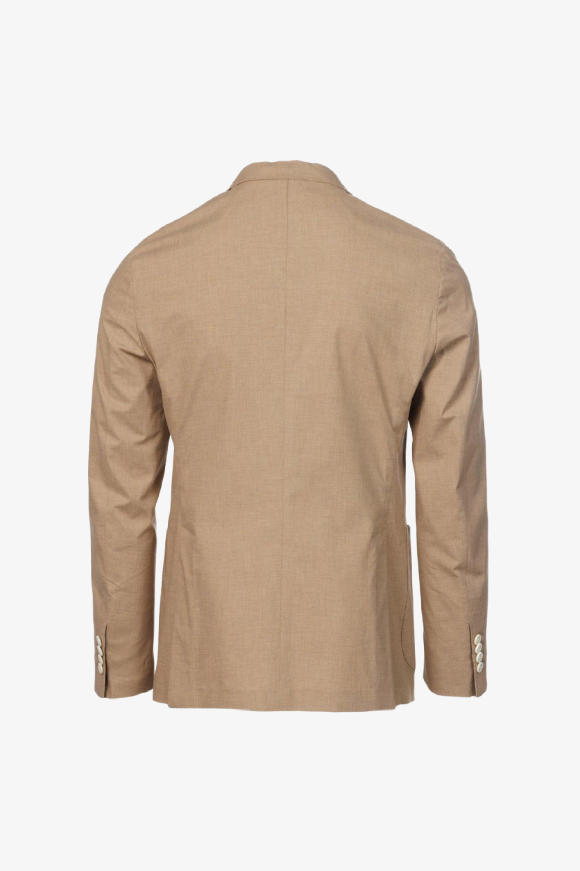 Giacca Napoli monopetto in cotone stretch melangiato tabacco