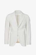 Giacca Napoli monopetto in cotone goffrato gessato bianco