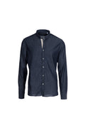 Cotton grandad collar denim wash shirt