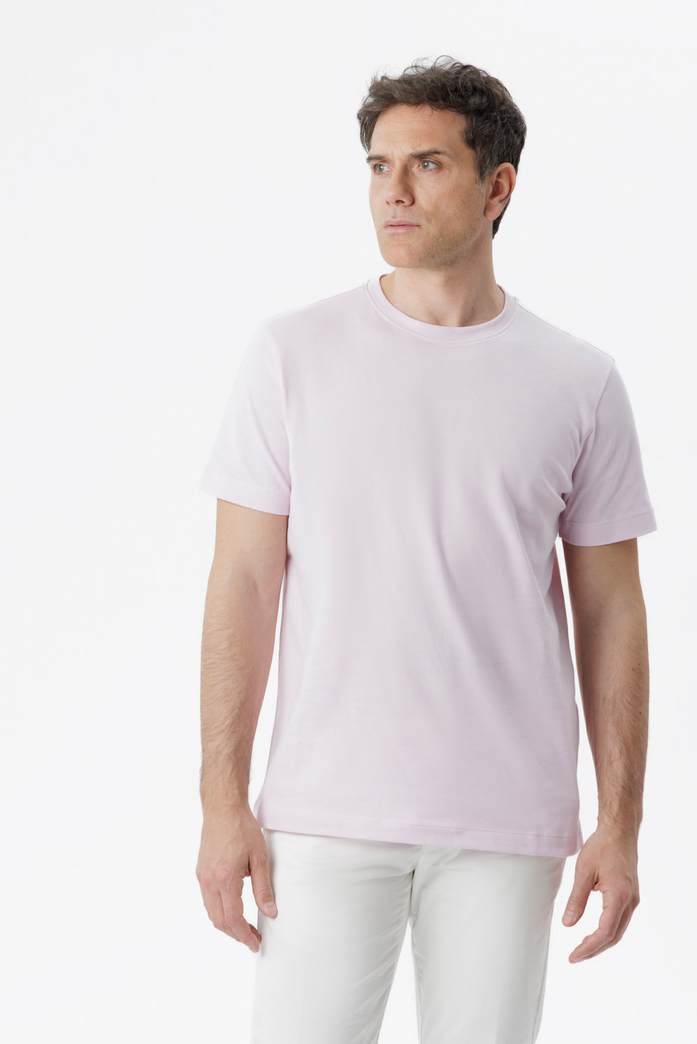 Pink stretch cotton T-shirt