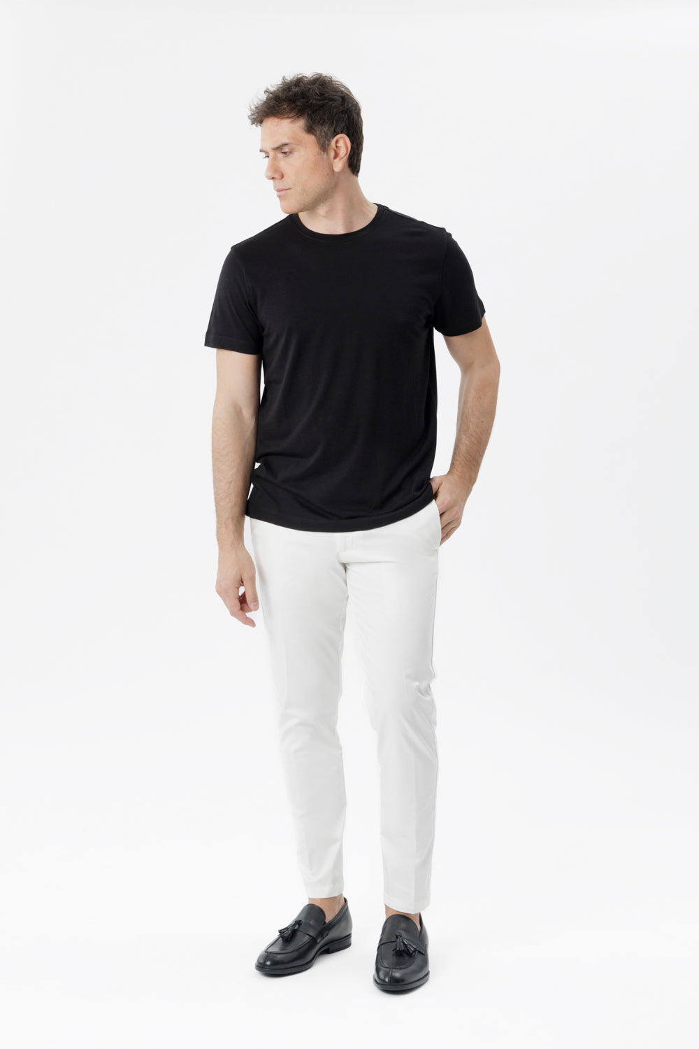 Black cotton and bamboo t-shirt