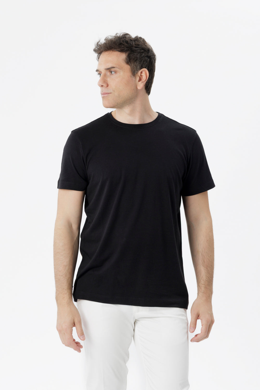 Black cotton and bamboo t-shirt