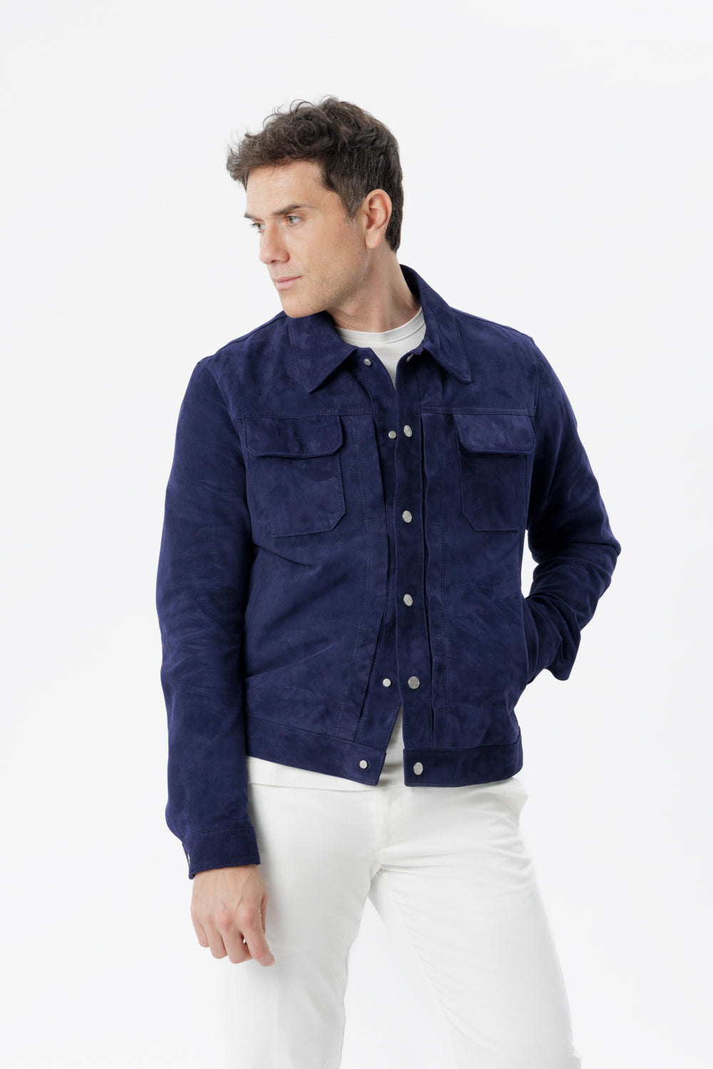 Navy suede jacket