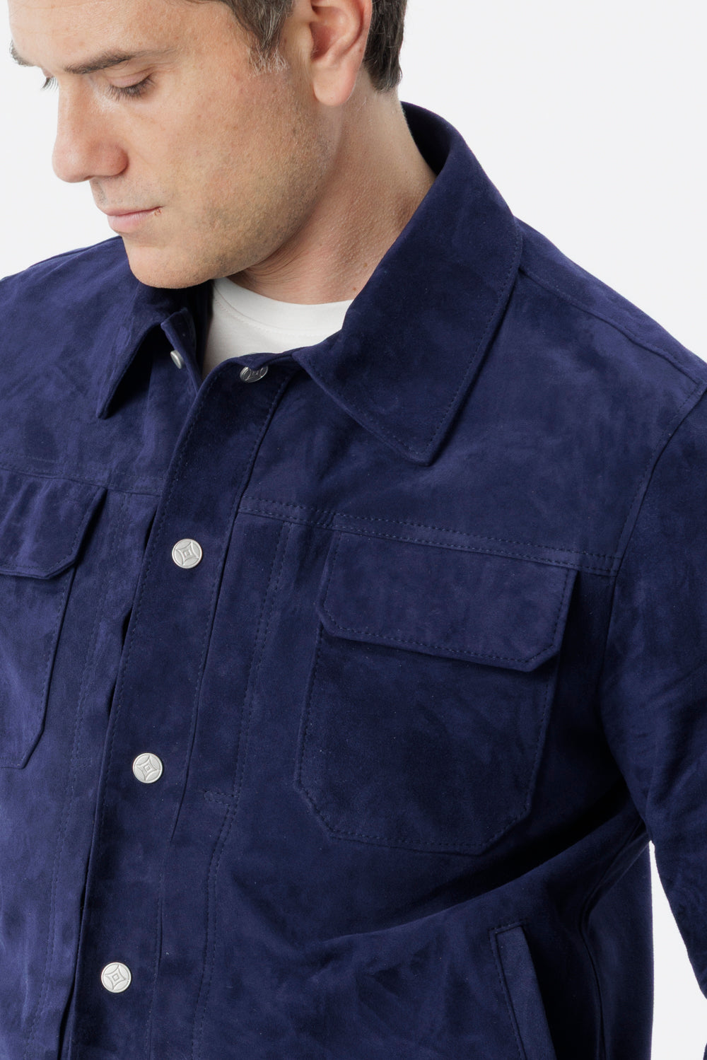 Navy suede jacket