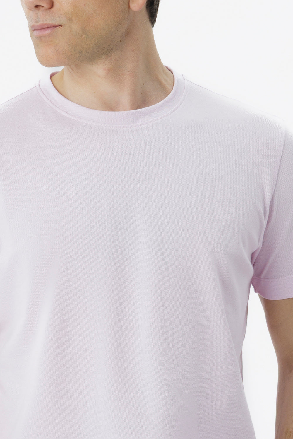 Pink stretch cotton T-shirt