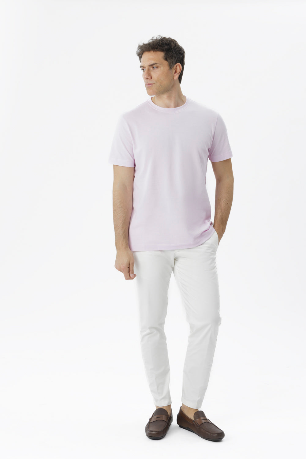 Pink stretch cotton T-shirt