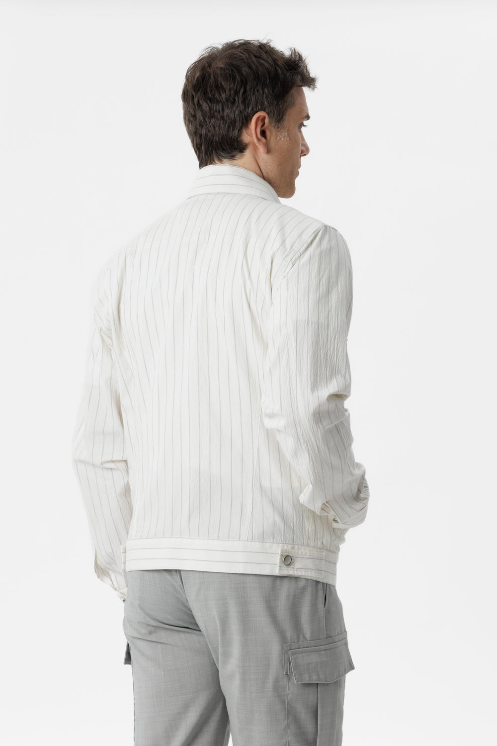 White pinstripe cotton Portofino jacket