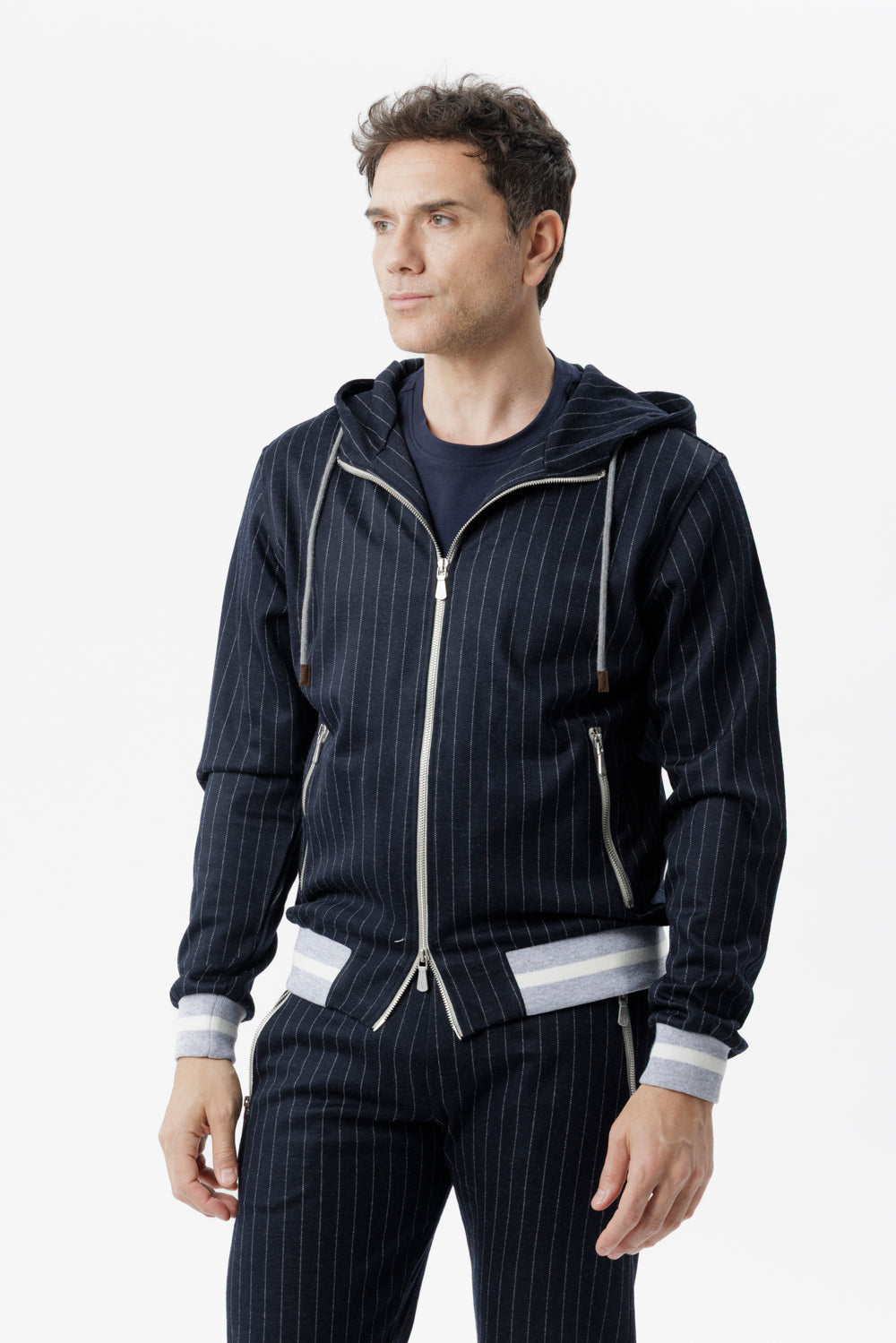 Blue pinstripe hoodie