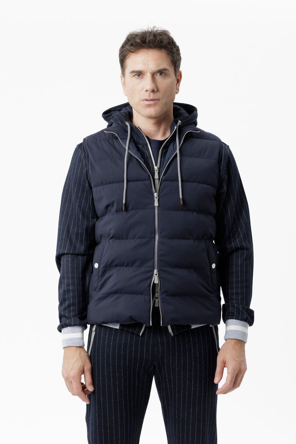 Navy blue cashmere padded gilet