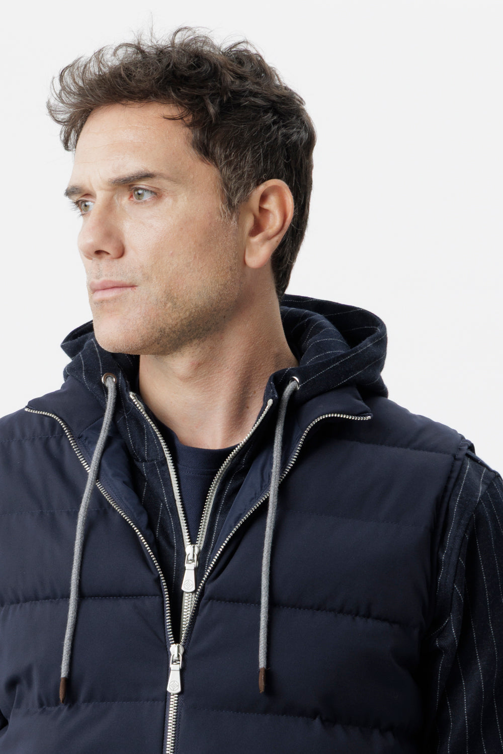 Navy blue cashmere padded gilet