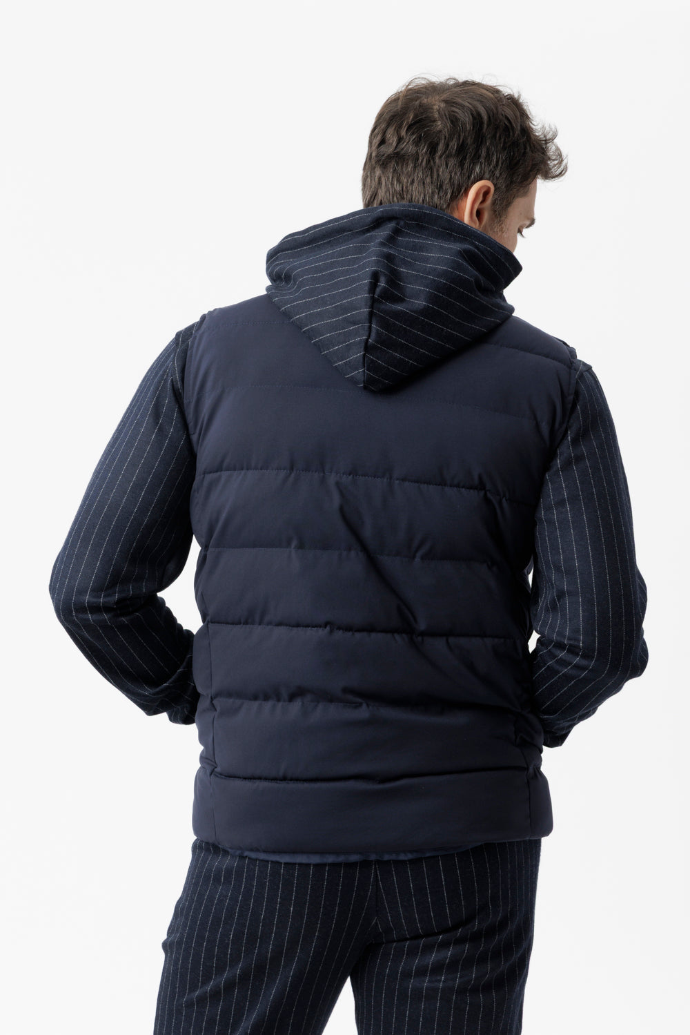 Navy blue cashmere padded gilet