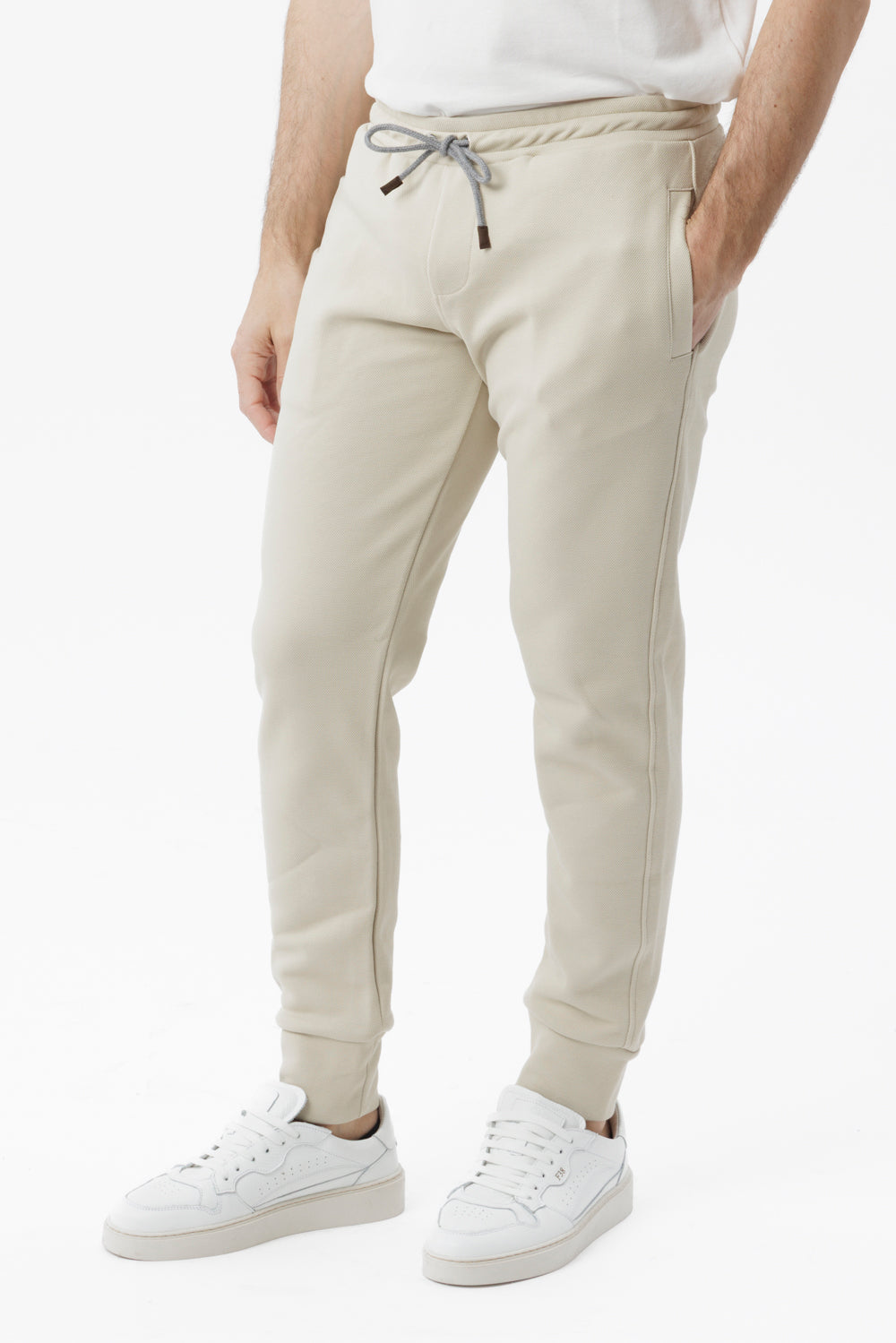 Sand cotton jogger trousers