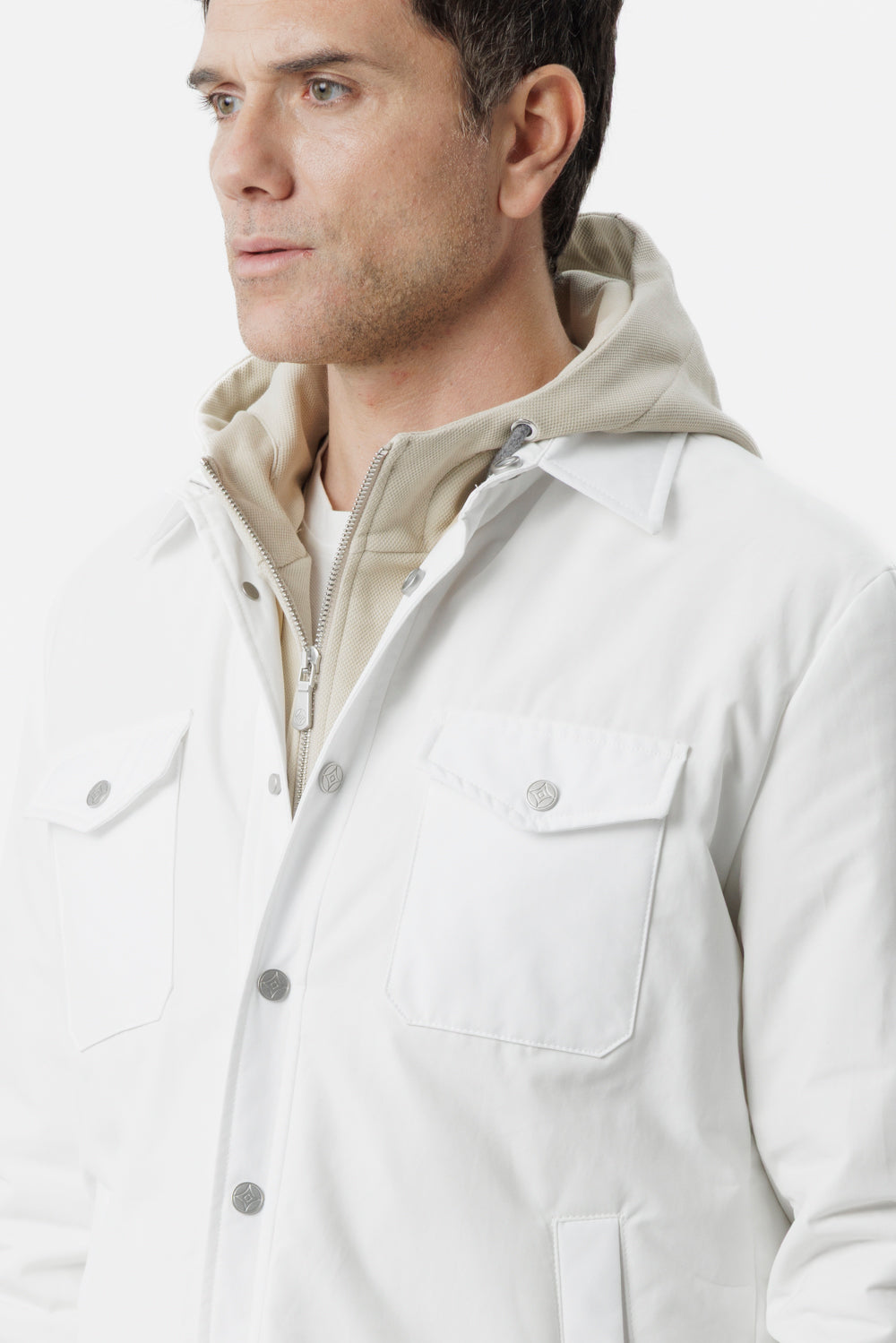 White technical cotton overshirt