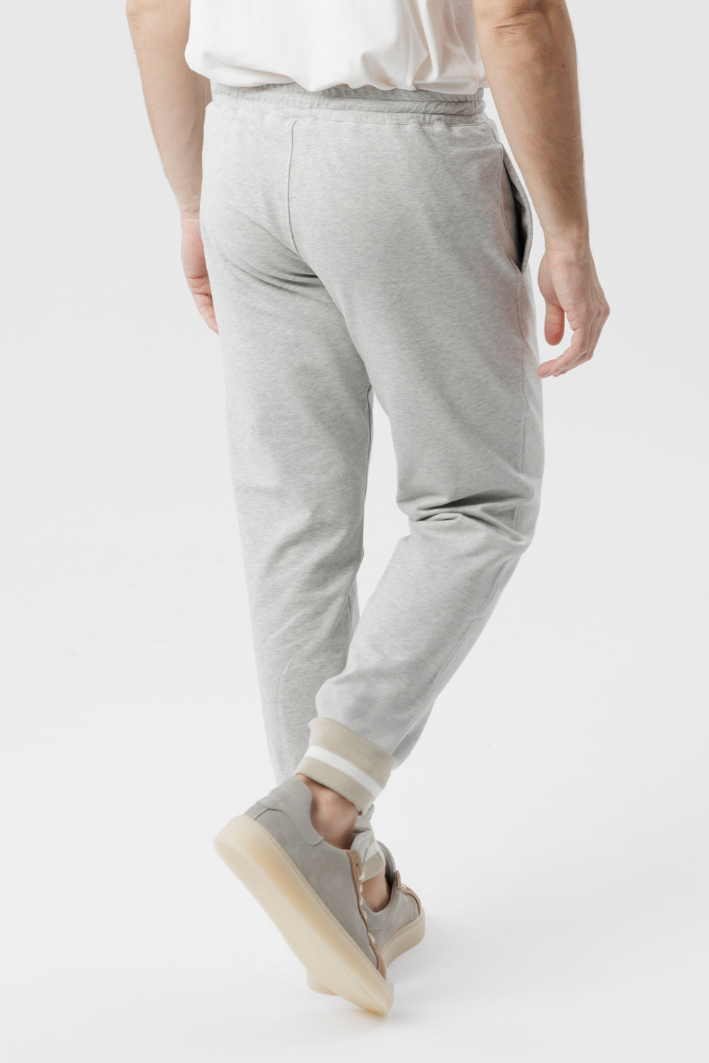 Pantalone in cotone grigio con fondo bicolore