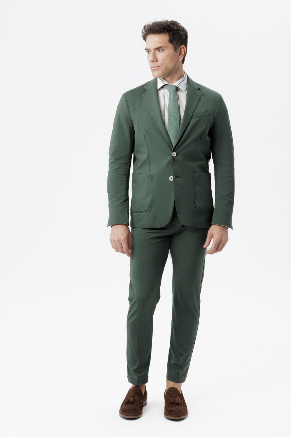 Giacca decostruita in nylon comfort con tasche a toppa verde militare
