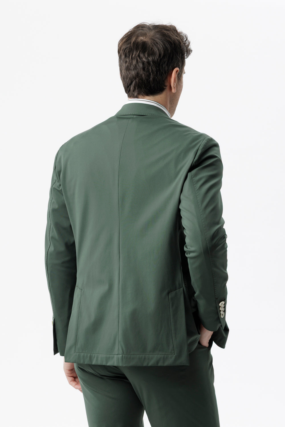 Giacca decostruita in nylon comfort con tasche a toppa verde militare