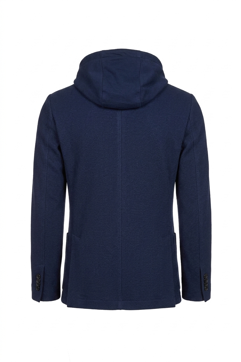 Giacca Trapani con cappuccio e zip in cotone blu navy