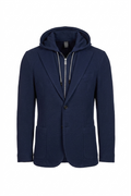 Giacca Trapani con cappuccio e zip in cotone blu navy