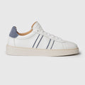 White/denim leather sneaker