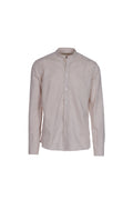 Ecru linen and cotton grandad collar shirt