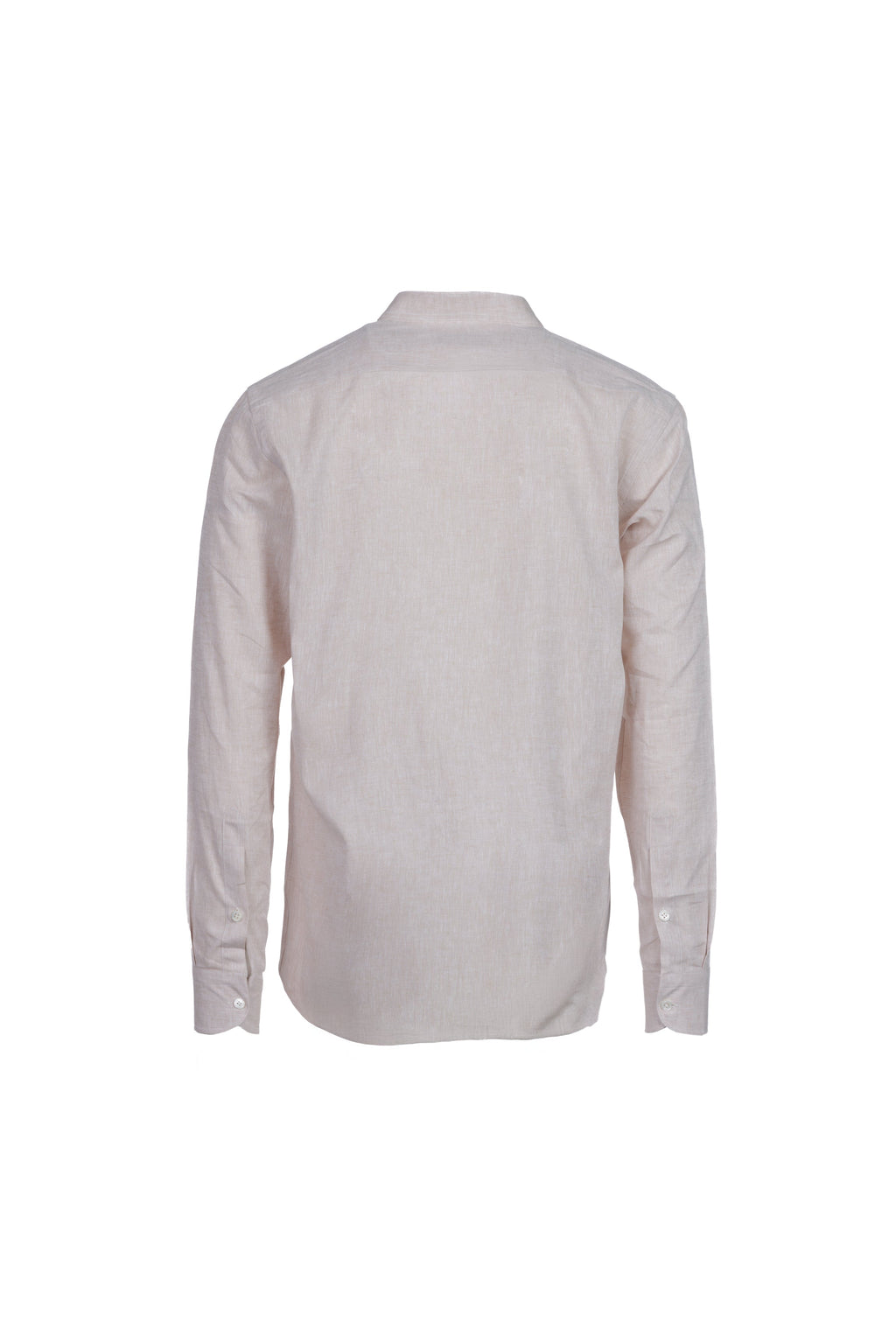Ecru linen and cotton grandad collar shirt