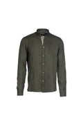 Linen and cotton grandad collar military shirt