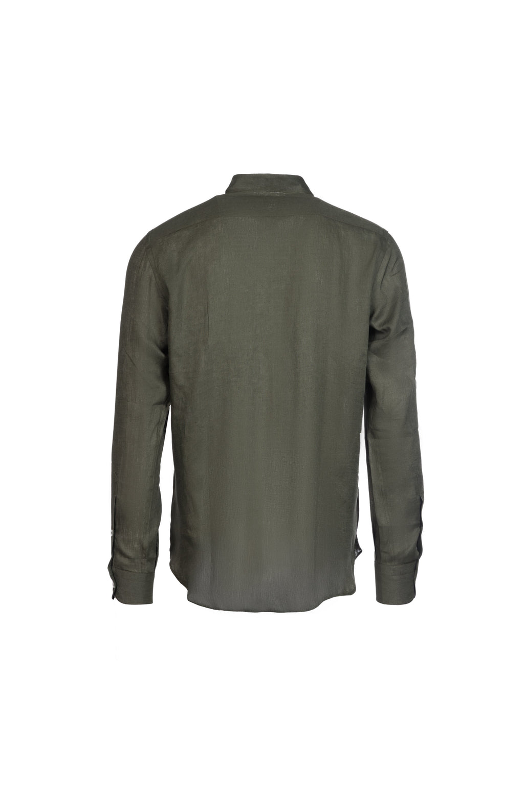 Linen and cotton grandad collar military shirt