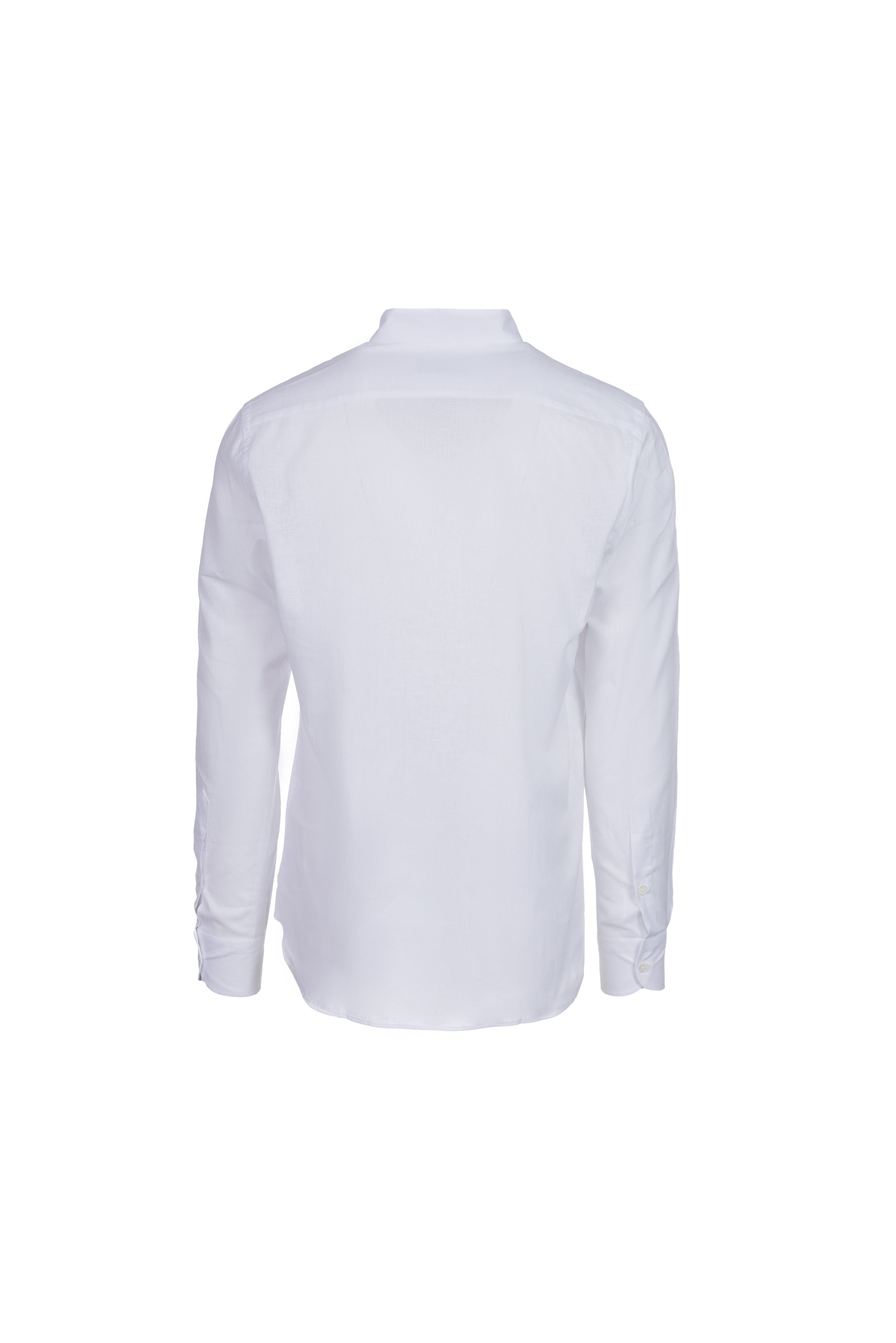 Linen and cotton grandad collar shirt white
