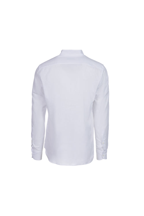 Camicia lino e cotone collo coreana bianco