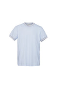 Stretch cotton T-shirt with light blue ribbed collar