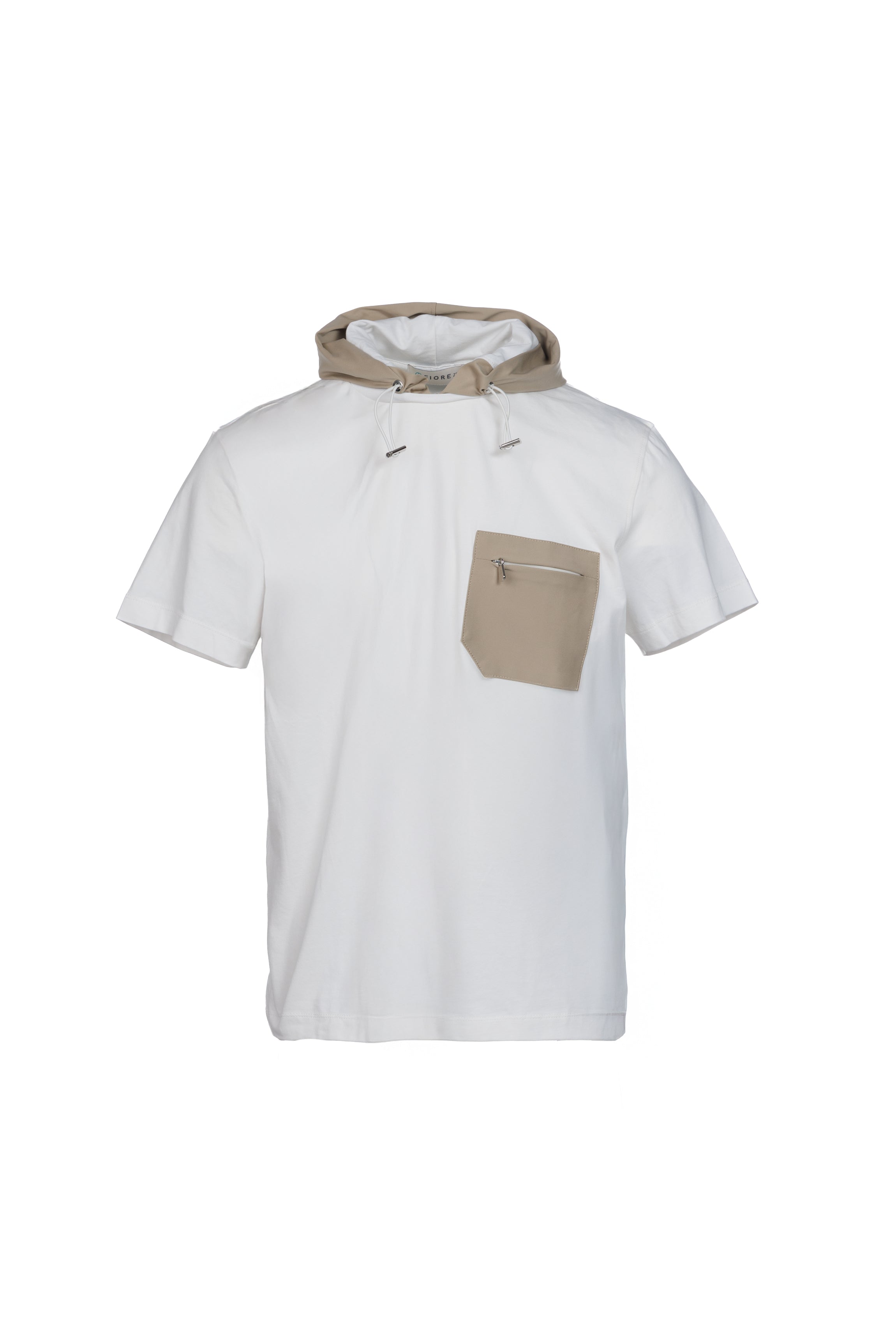 Cotton T-shirt with white nylon hood
