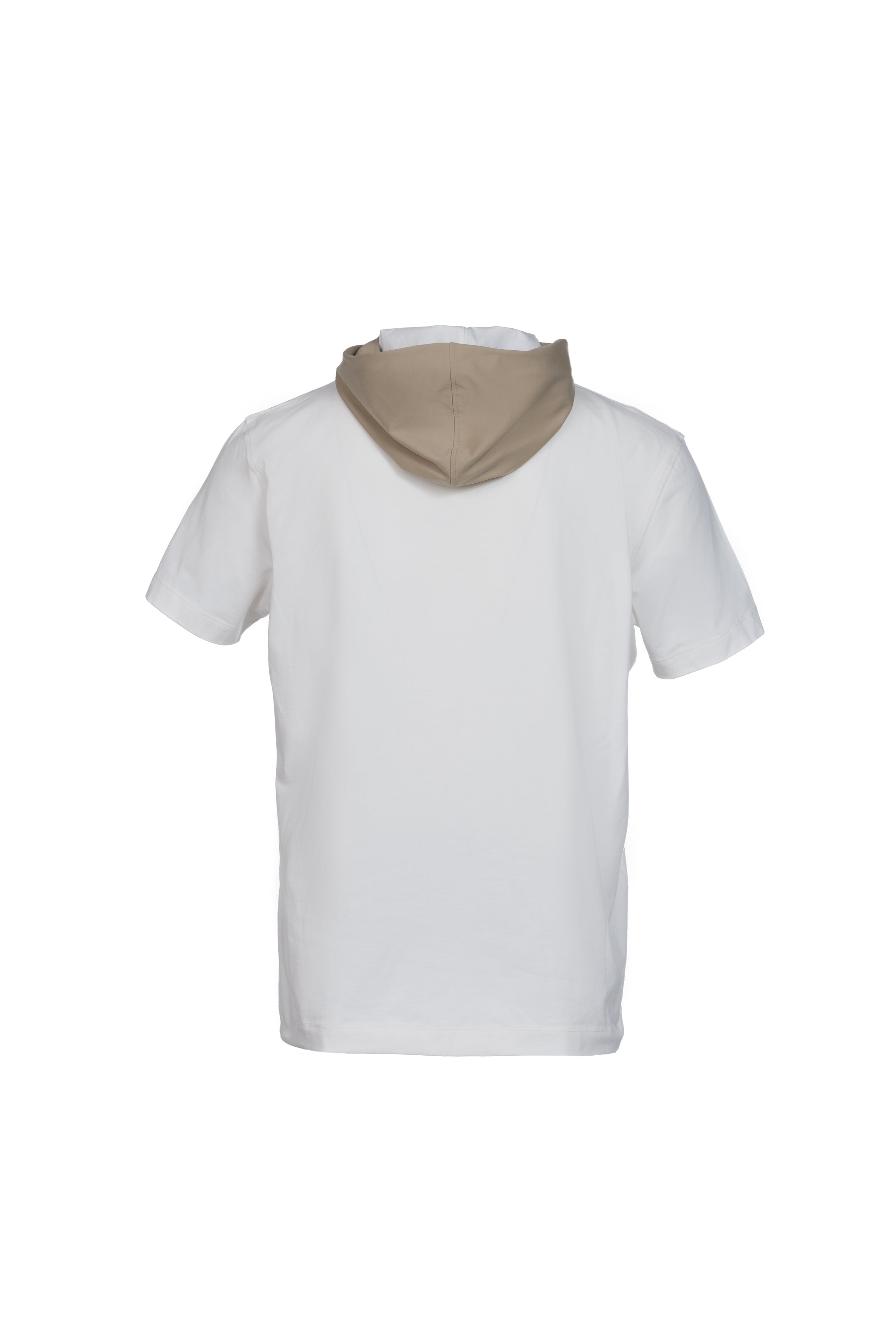 Cotton T-shirt with white nylon hood