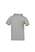 Cotton T-shirt with gray nylon hood