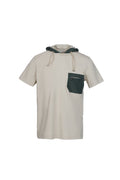 Cotton T-shirt with beige nylon hood