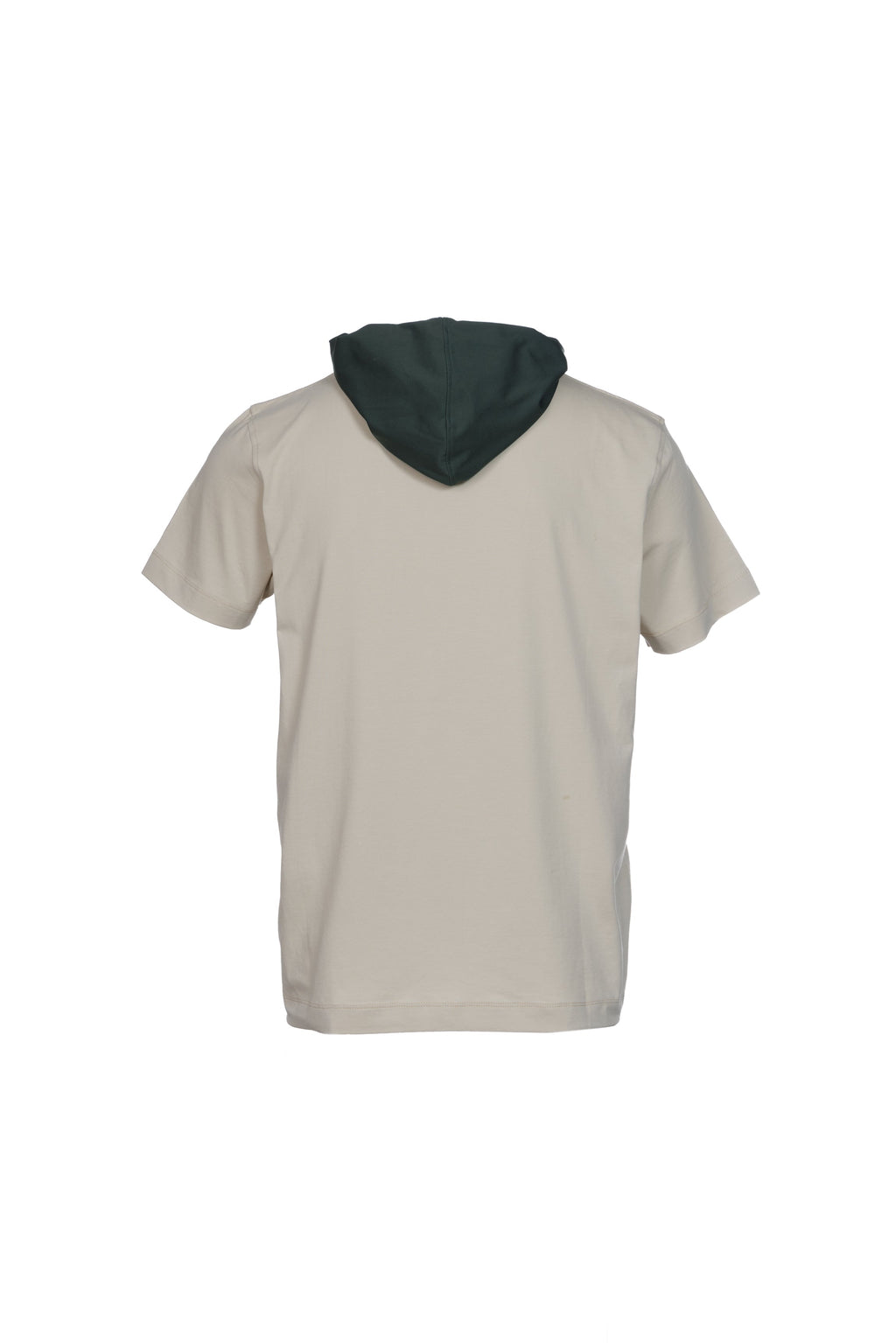 Cotton T-shirt with beige nylon hood