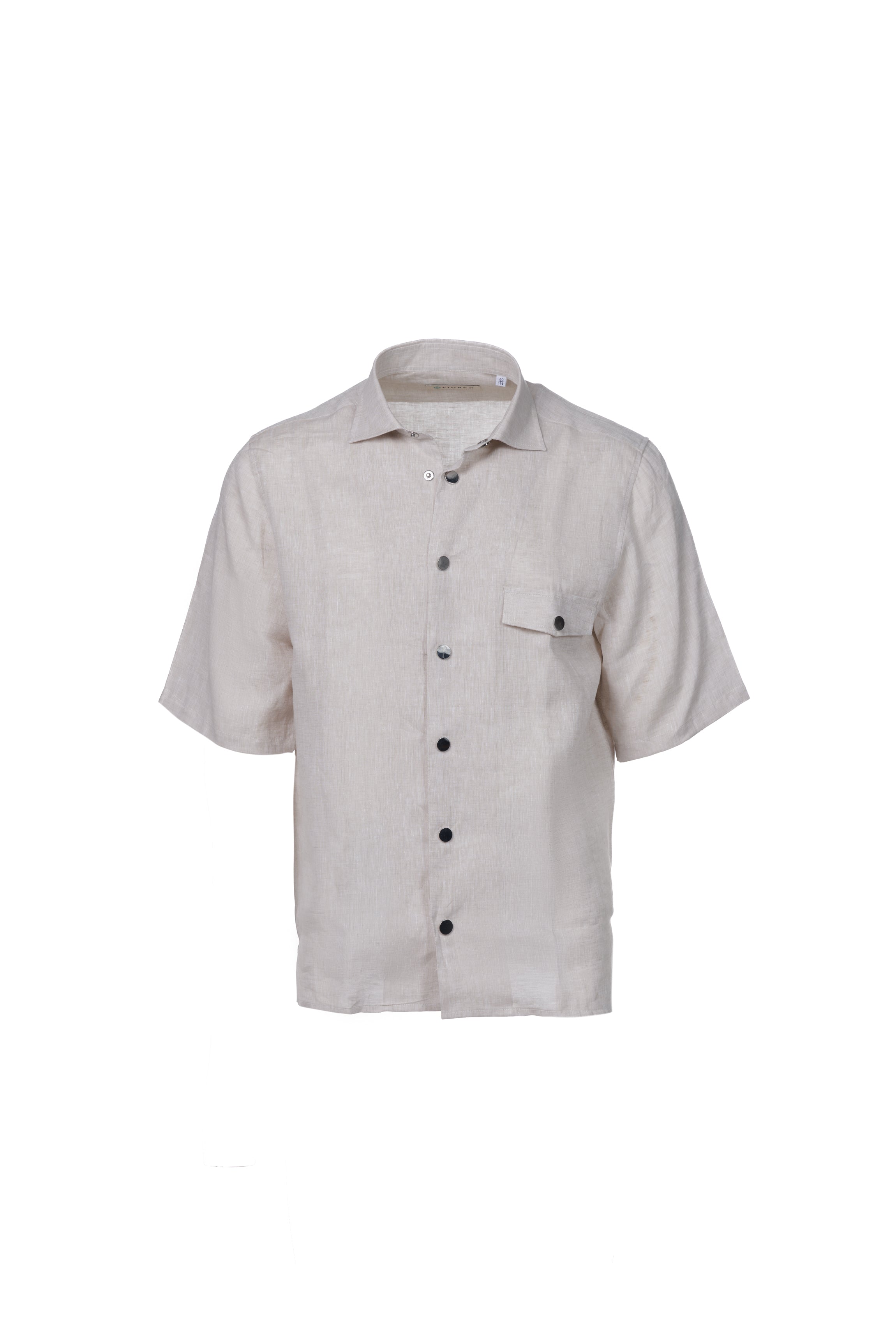 Ecru linen short-sleeved shirt