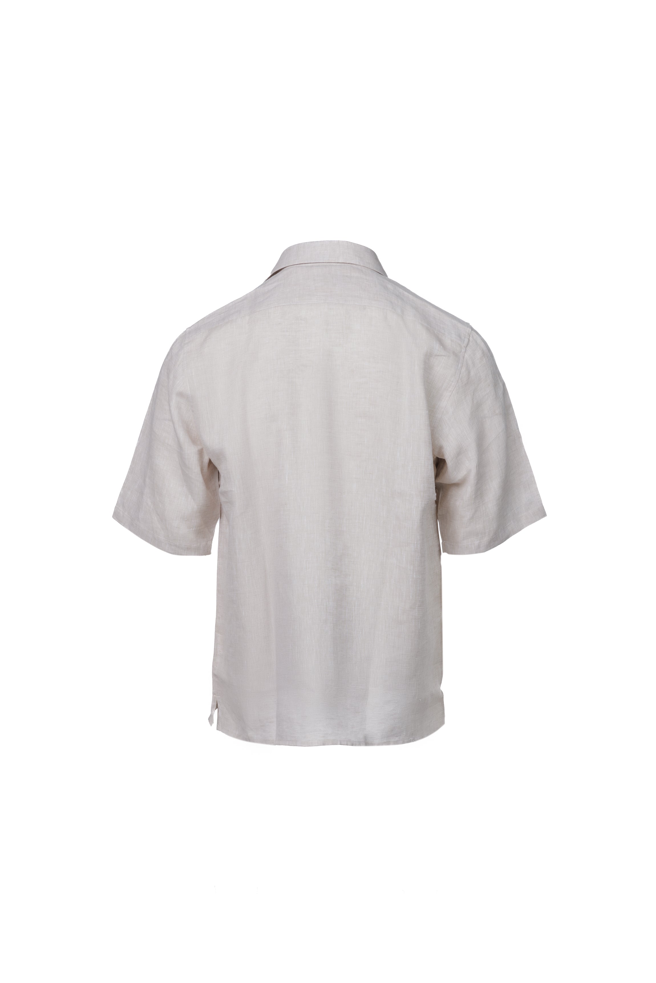 Ecru linen short-sleeved shirt