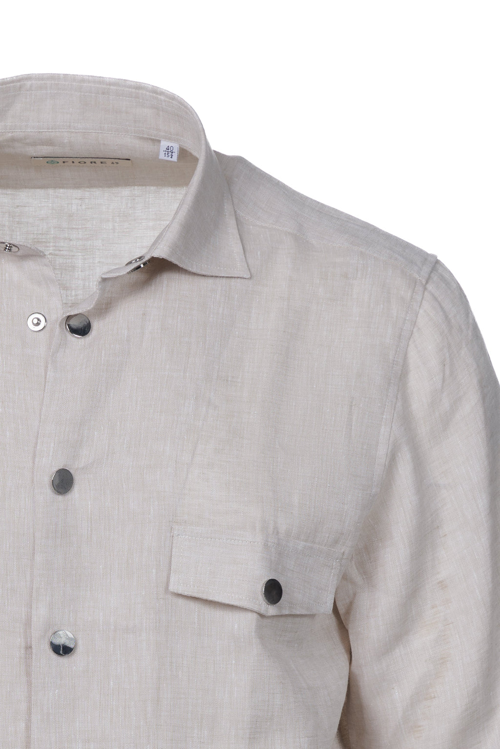 Ecru linen short-sleeved shirt