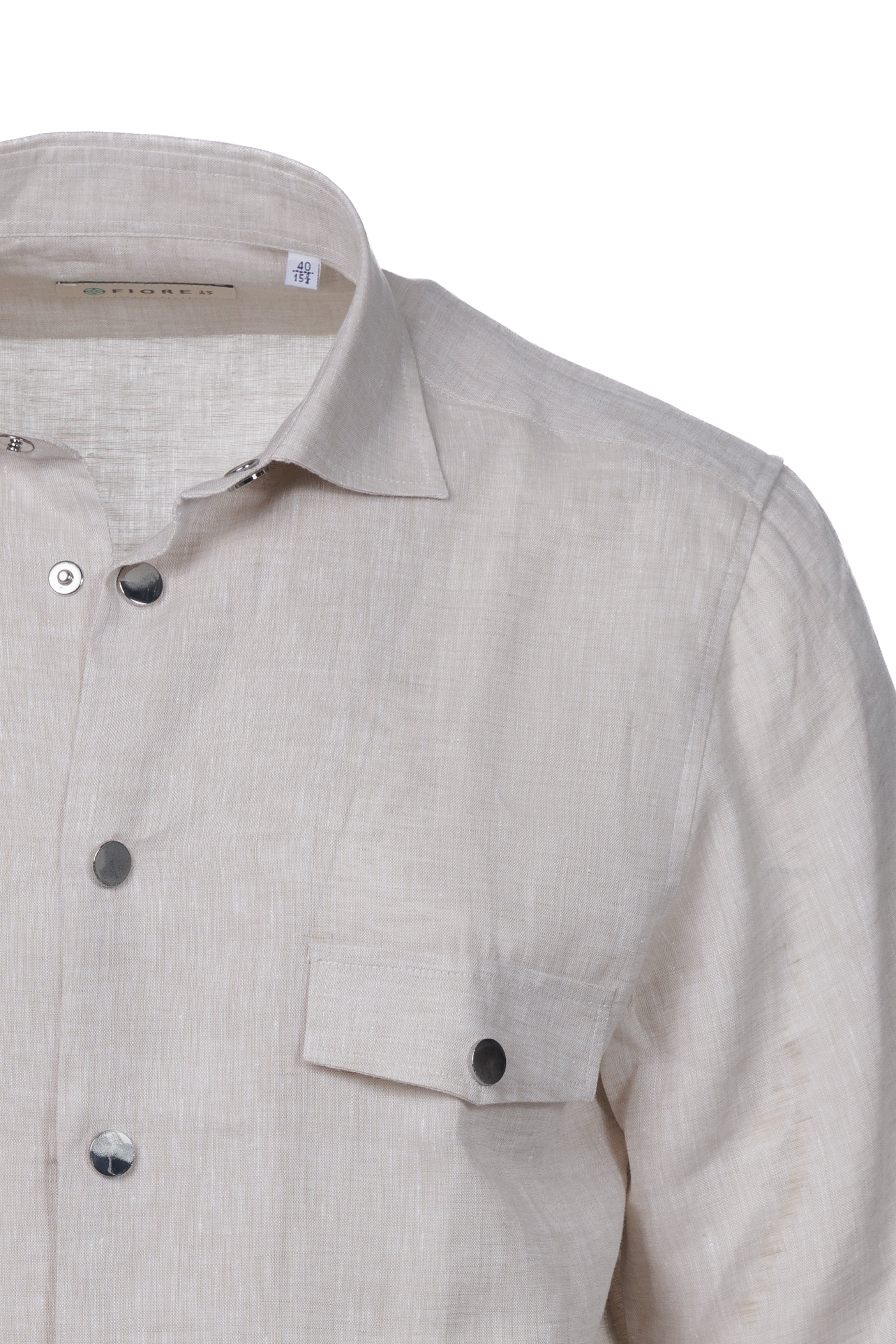 Ecru linen short-sleeved shirt