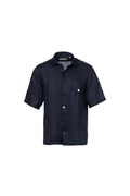 Blue linen short-sleeved shirt