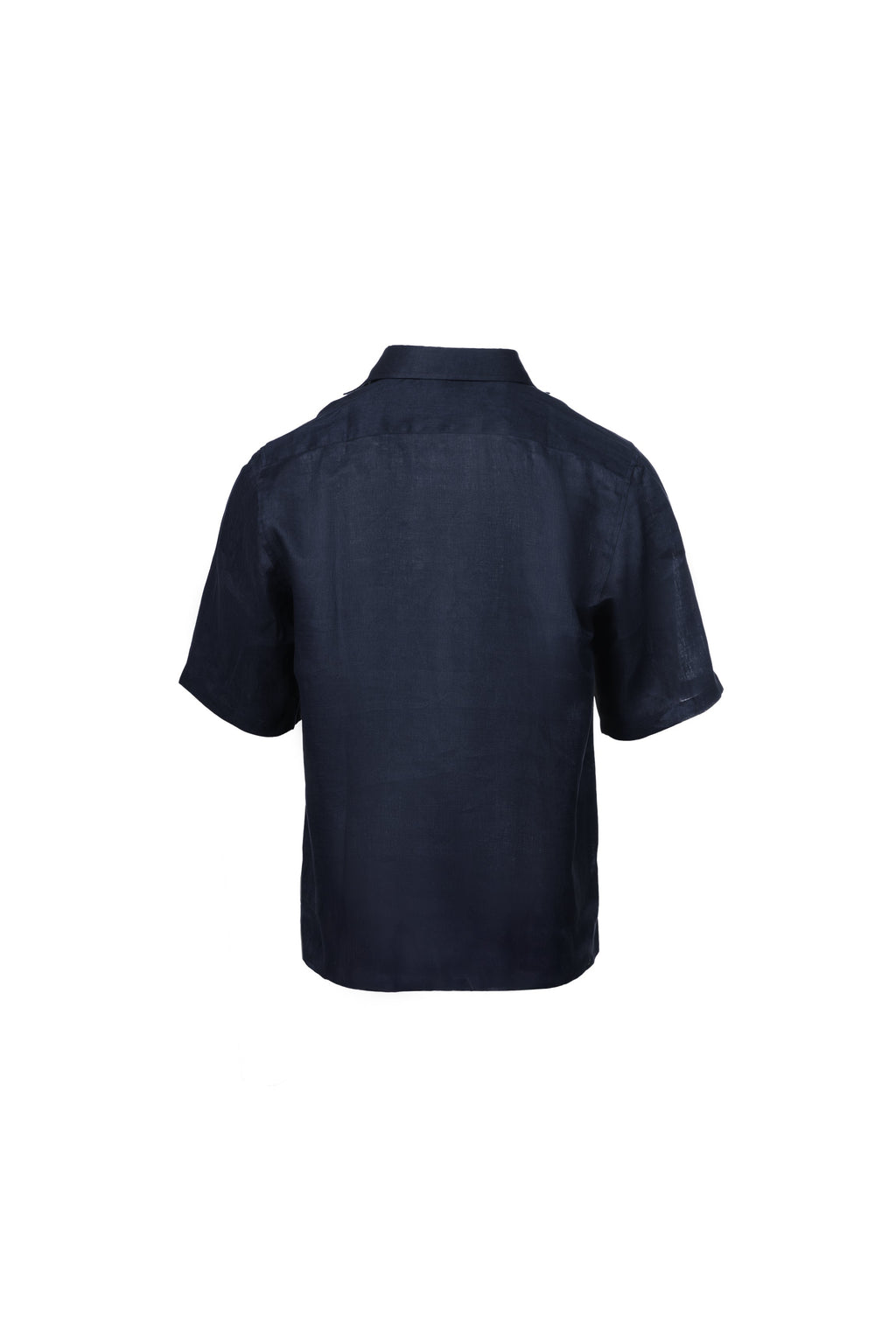 Blue linen short-sleeved shirt