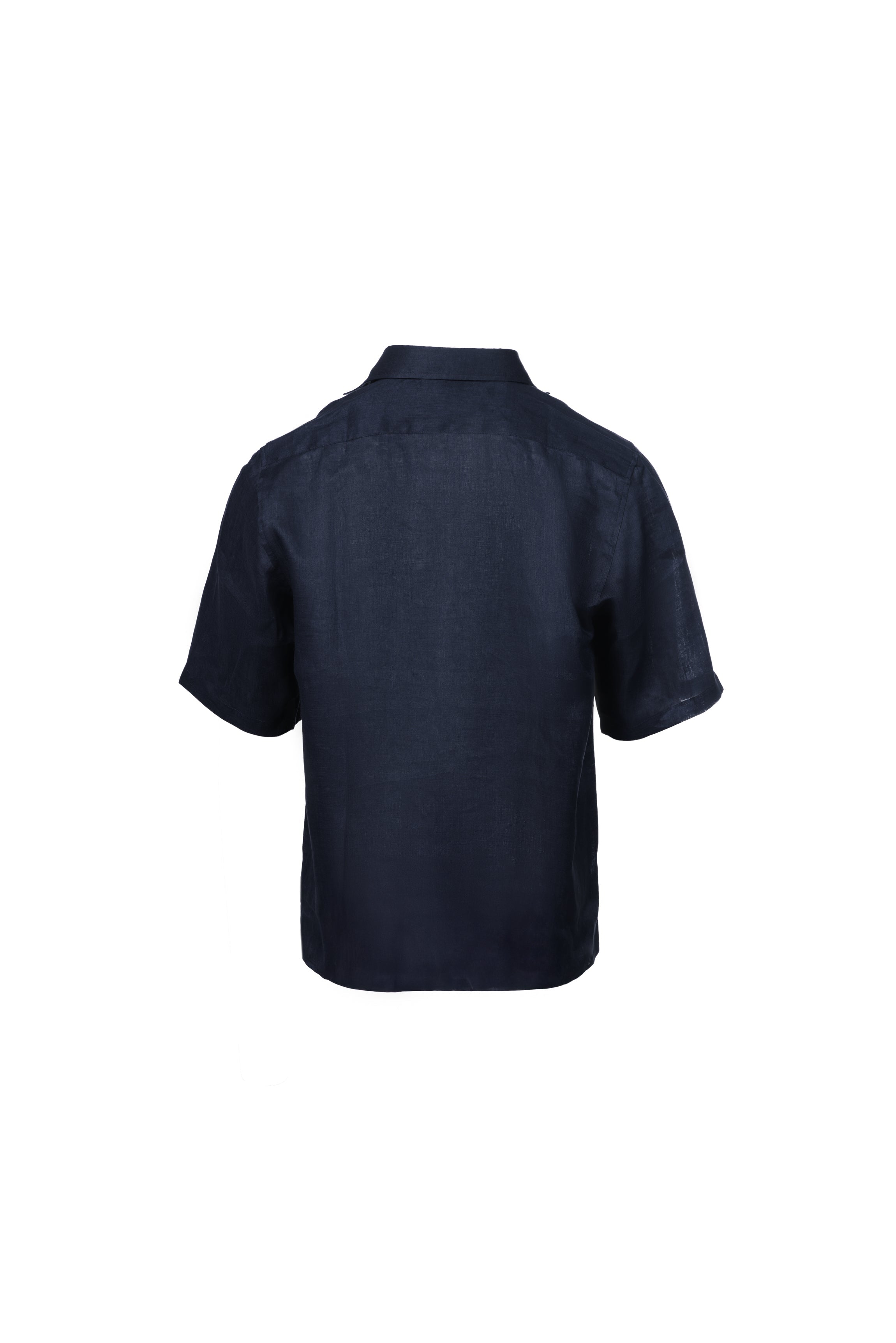 Blue linen short-sleeved shirt