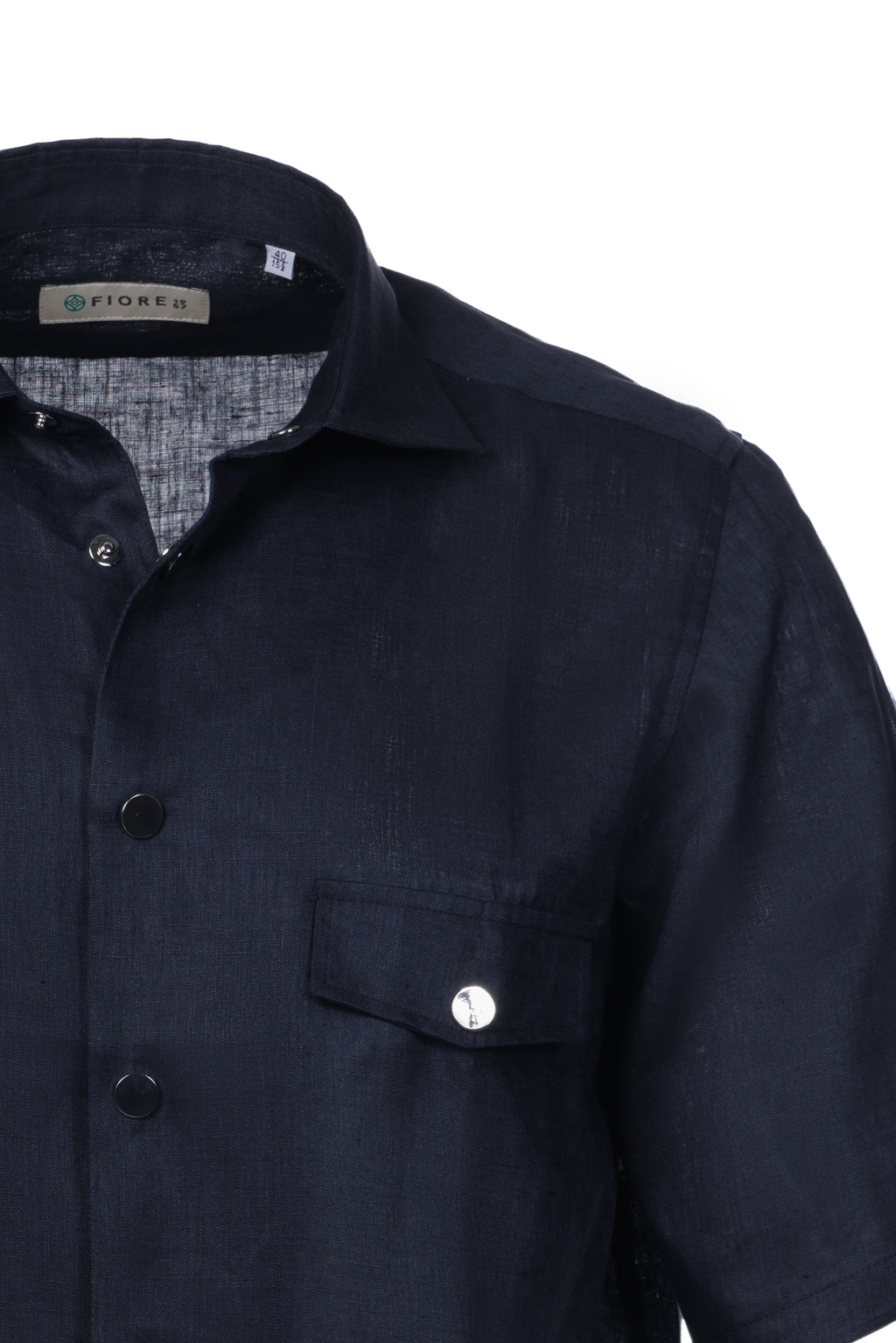 Blue linen short-sleeved shirt
