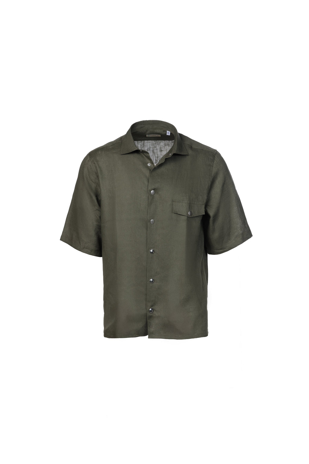Military linen short-sleeved shirt