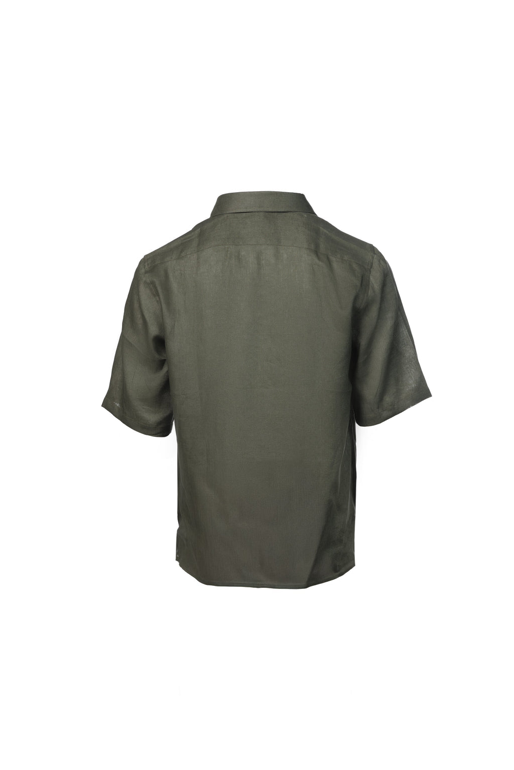 Military linen short-sleeved shirt