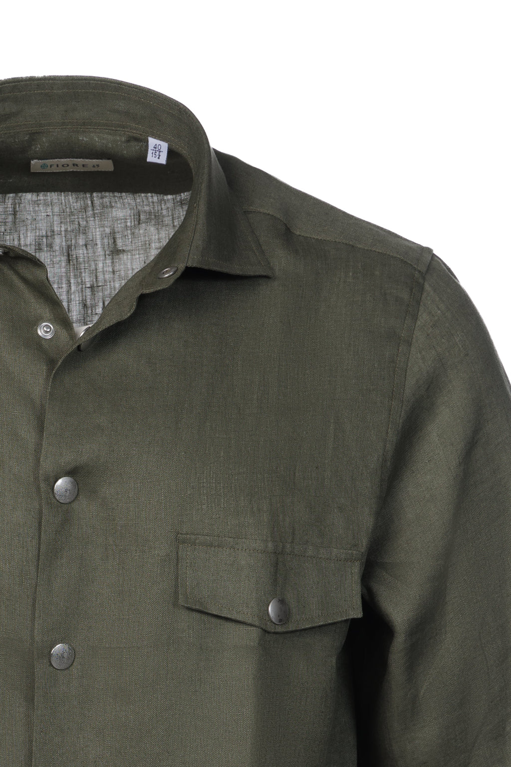 Military linen short-sleeved shirt