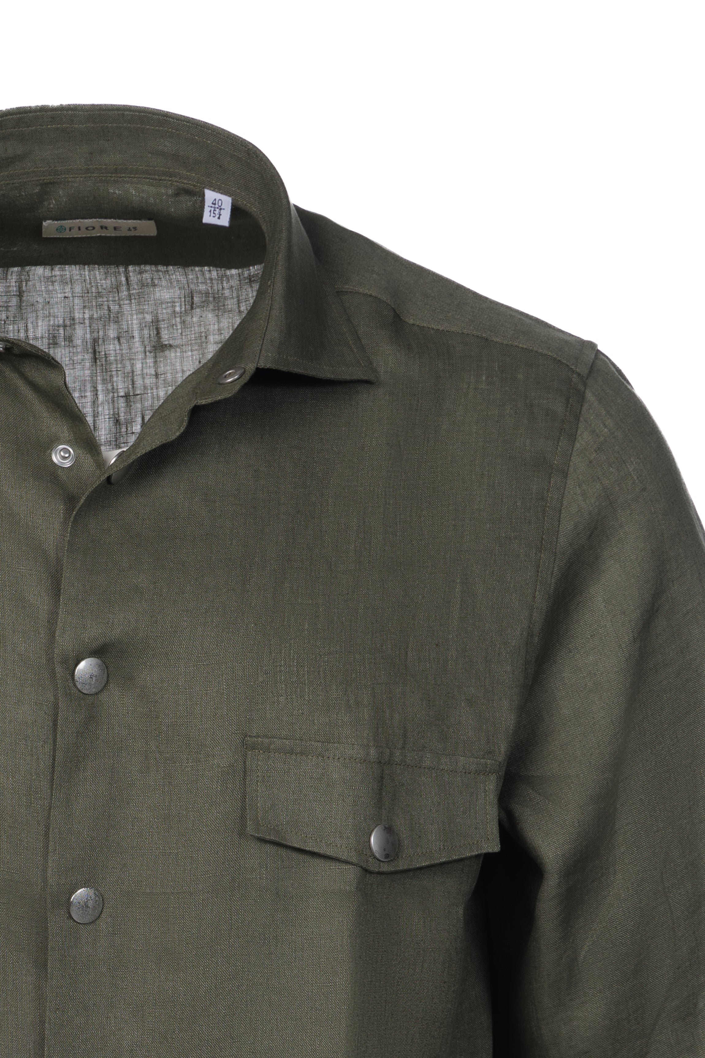 Military linen short-sleeved shirt