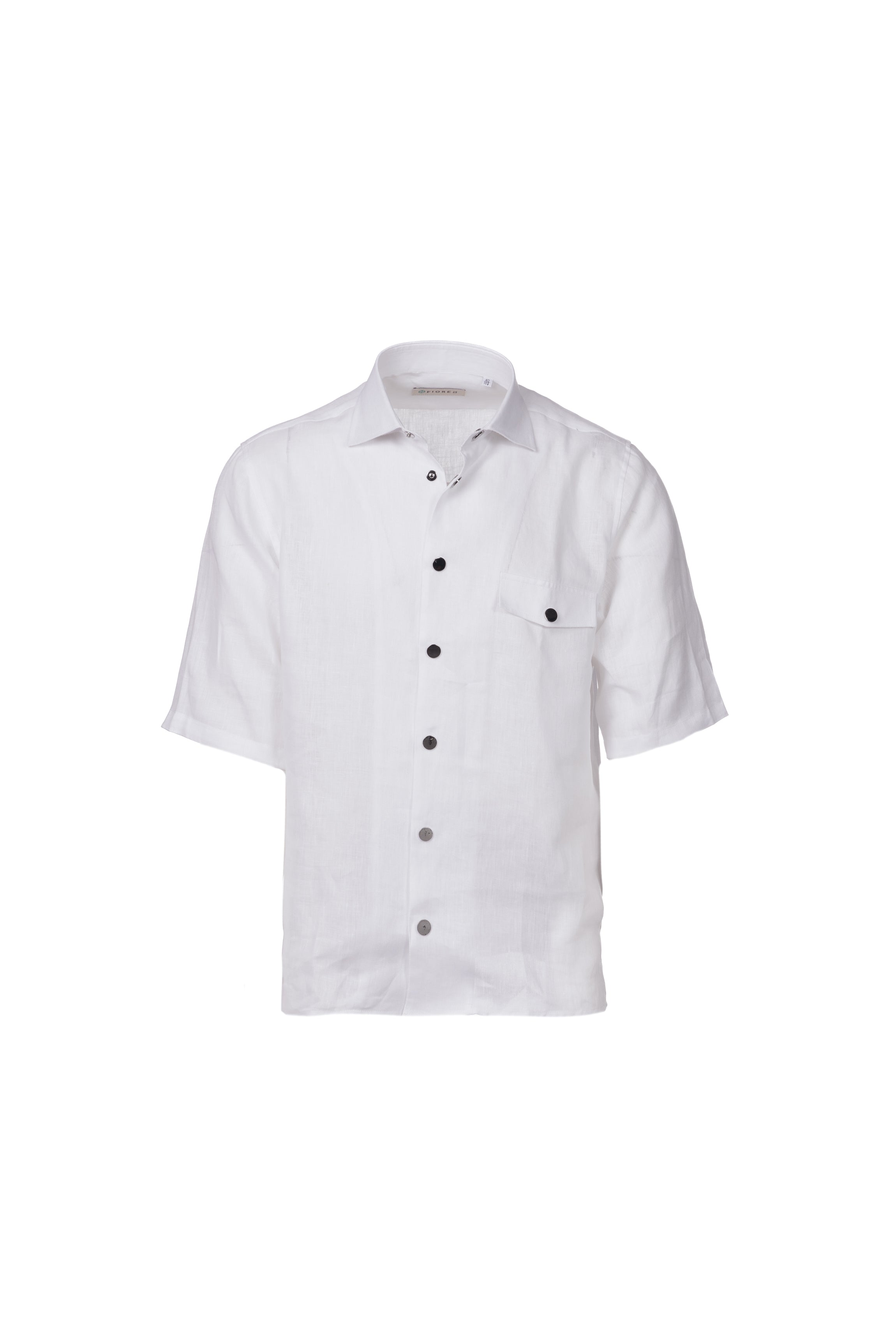 Short-sleeved white linen shirt
